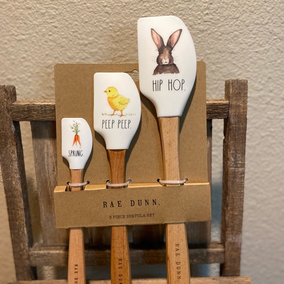 Rae Dunn Easter Spatulas, Spring Silicone Spatulas With Wooden Handles Set Of 3 - Picture 3 of 15